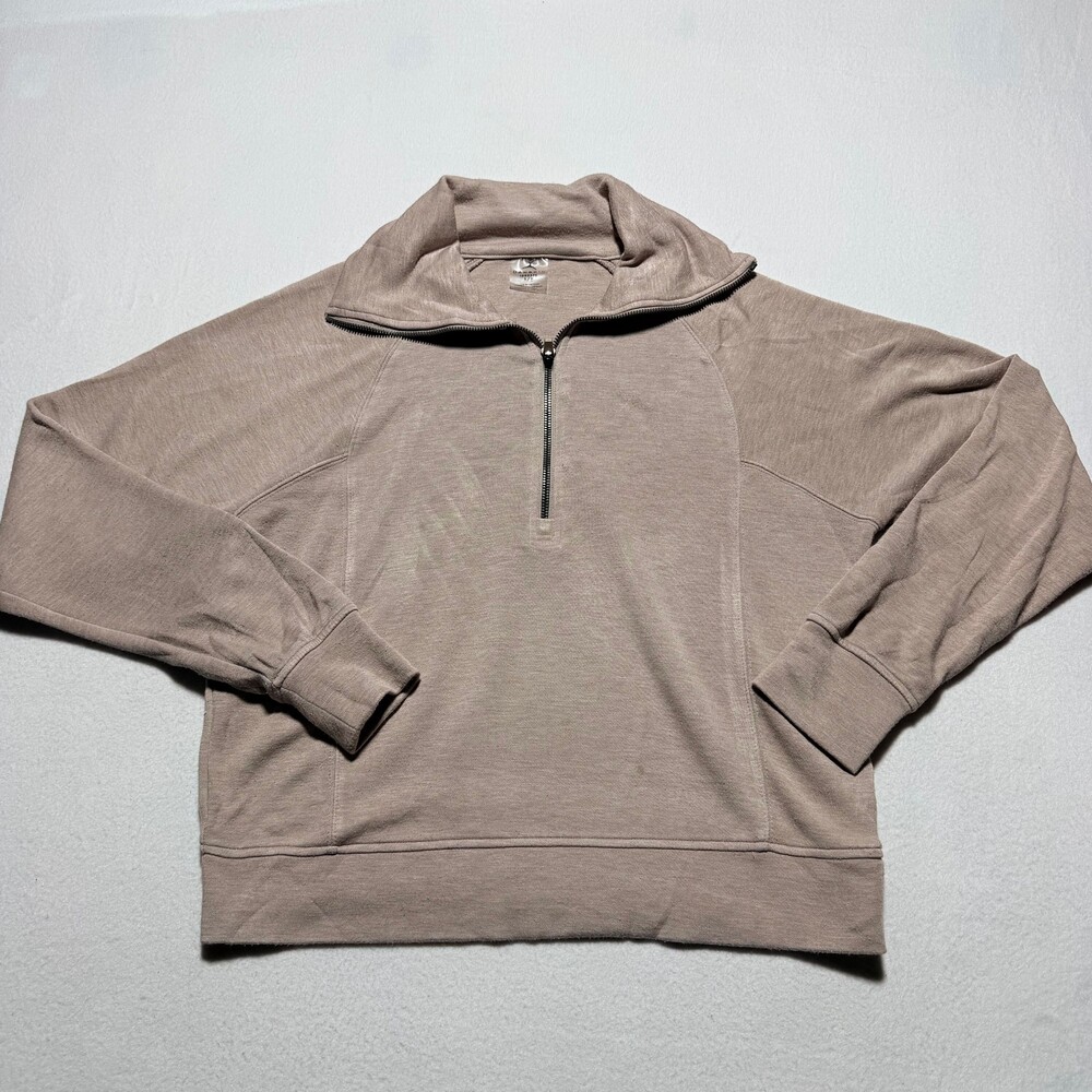 Danskin Luxe Half Zip Pullover Top Style 9994 S/P Taupe